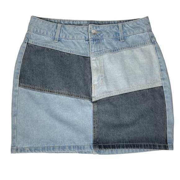 Wild Fable Patchwork Denim Skirt Womens Size 6 Blue Casual - Picture 1 of 7